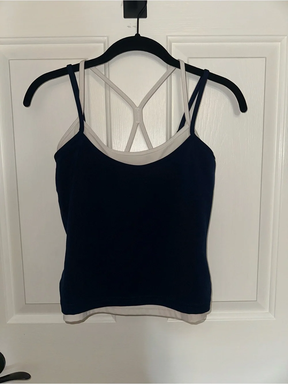 Navy & White Double Layer Sporty Tank Top - Picture 3 of 8